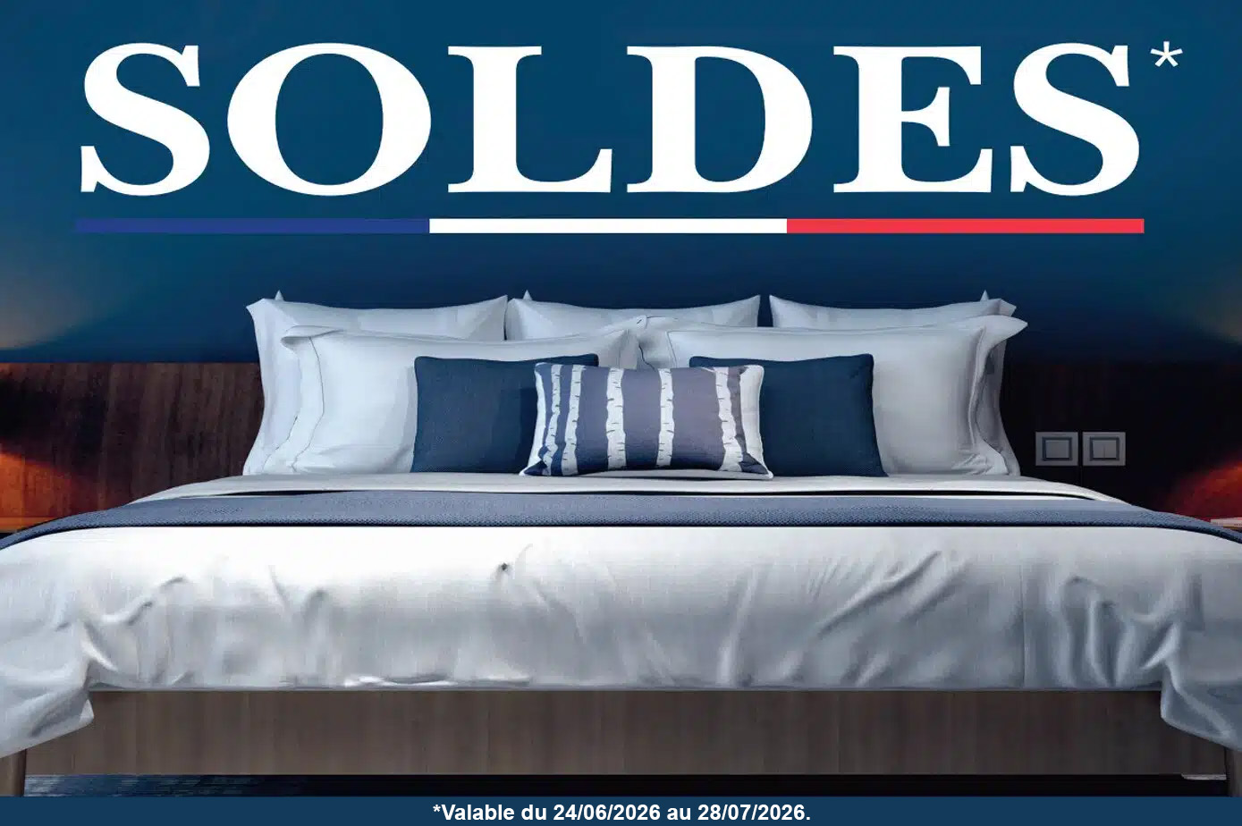 Soldes d'été literie à Wittenheim avec lit haut de gamme présenté en showroom